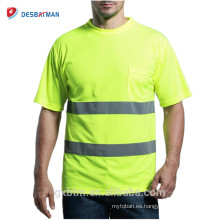 Camiseta de seguridad de alta visibilidad reflectante 3M de mangas cortas 3M Camiseta de alta visibilidad ANSI 107 clase 2 de alta visibilidad con bolsillo de neón amarillo